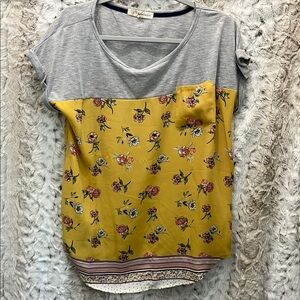 Floral Yellow and Gray Women's Top